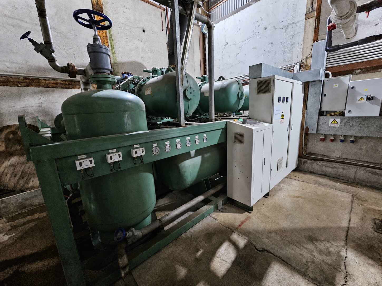 Refrigeration packages, vessels and local control cabinets inside the Sheung Shui installation