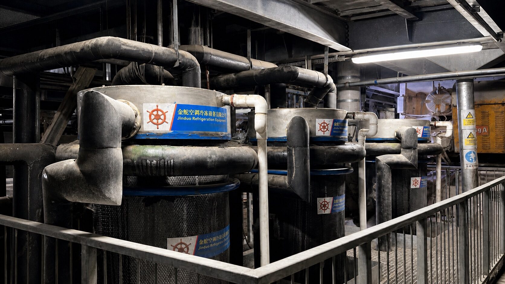 Jinduo ice-system equipment at a concrete-cooling project site in Hong Kong