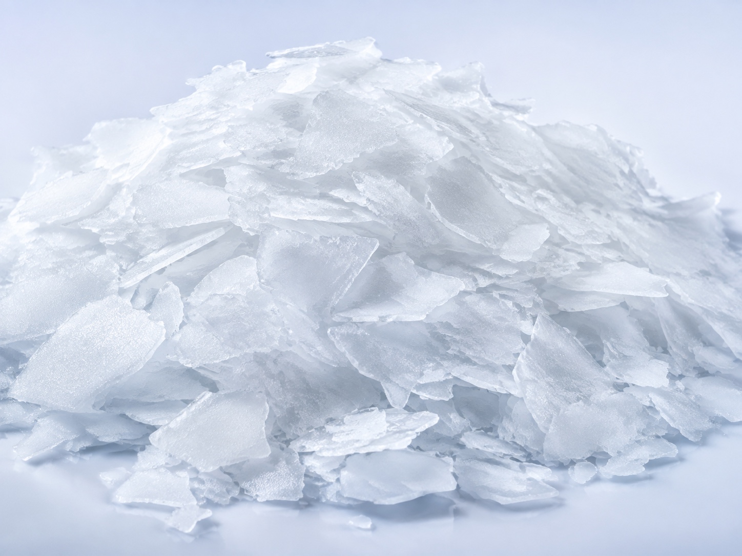 Thin, irregular flakes of ice